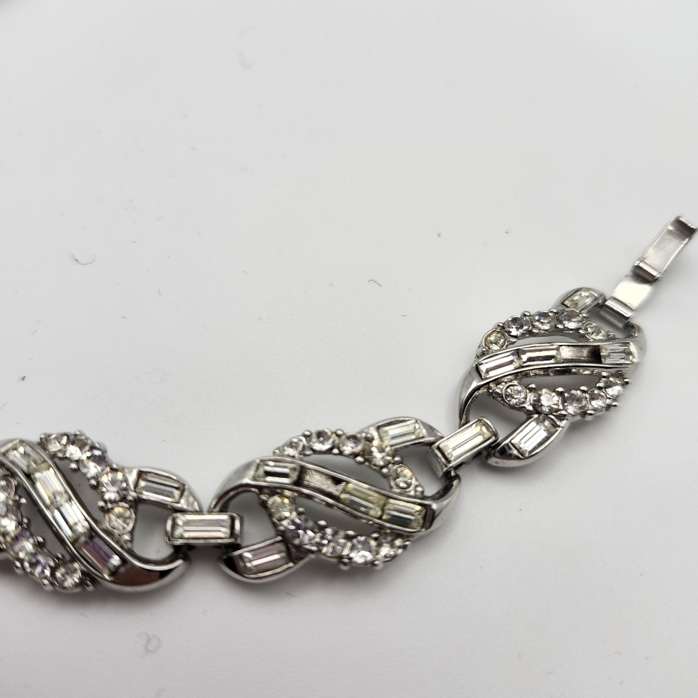 Dazzling Vintage Silver And rhinestone Trafari Bracelet - Picture 3 of 3